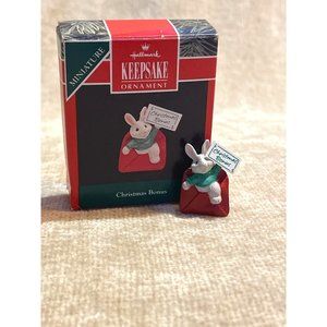 Vintage 90s Hallmark Keepsake Ornament Pendant Miniature Christmas Bonus Rabbit